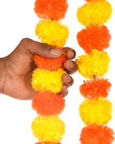 10 Pcs Unique Artificial Orange Marigold Garland with Golden Bells, Gift For Wedding Anniversary Birthday,Return Gift, Home Party Decor Gift